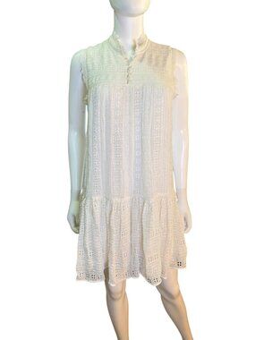 Rebecca Taylor White Silk Embroidered Lace Mini Dress Bridal Wedding Size 6 EUC